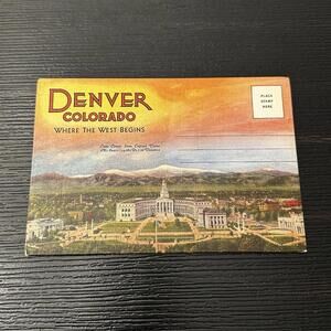 Vintage Denver Colorado “Where The West Begins” Postcard Foldout Unused